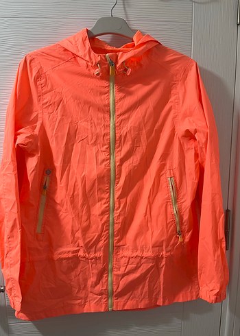 Parlak Turuncu Kadın Kapüşonlu Ceket alman malı - Görsel 4