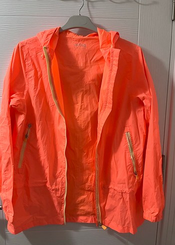 Parlak Turuncu Kadın Kapüşonlu Ceket alman malı - Görsel 2