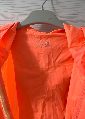 Parlak Turuncu Kadın Kapüşonlu Ceket alman malı - Görsel 6