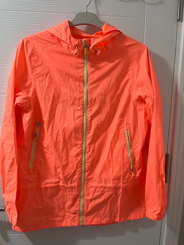 Parlak Turuncu Kadın Kapüşonlu Ceket alman malı - Görsel 5