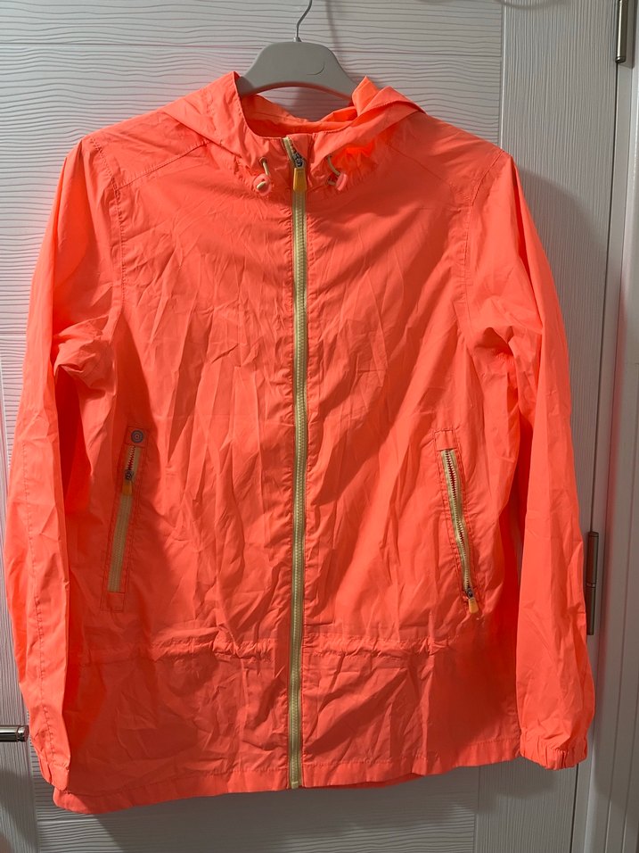 Parlak Turuncu Kadın Kapüşonlu Ceket alman malı - Görsel 4