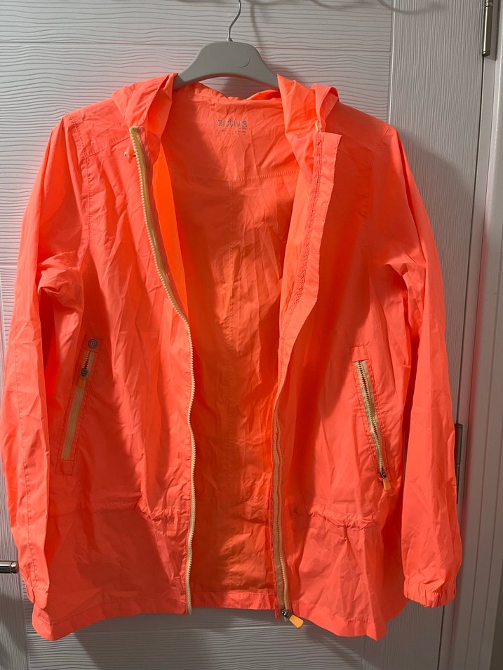 Parlak Turuncu Kadın Kapüşonlu Ceket alman malı - Görsel 2