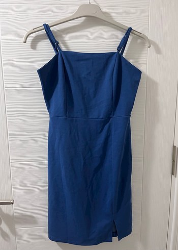 Lacivert Mini İnce Askılı Elbise - Görsel 2