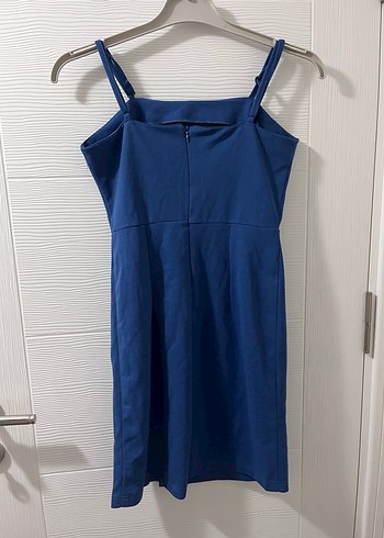Lacivert Mini İnce Askılı Elbise - Görsel 7