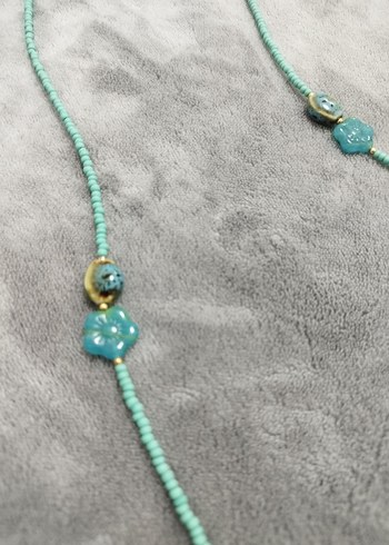 Bohem Tarz Turkuaz Boncuklu Uzun Kolye - Görsel 2