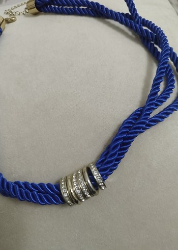 Uzun Mavi Bohem Zincir Detaylı Kadın Kolye - Görsel 2