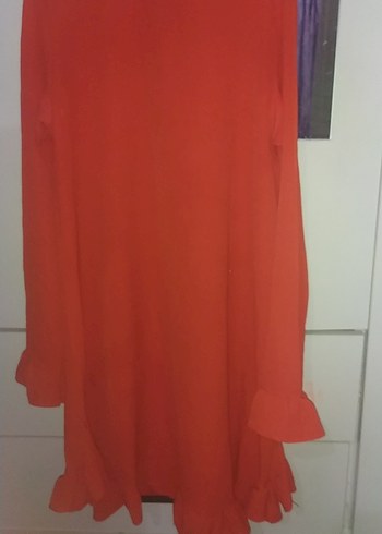 Kırmızı Uzun Kollu Salaş Kadın Tunik - Görsel 2