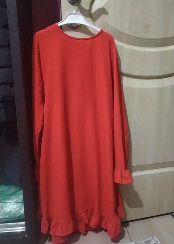 Kırmızı Uzun Kollu Salaş Kadın Tunik - Görsel 3