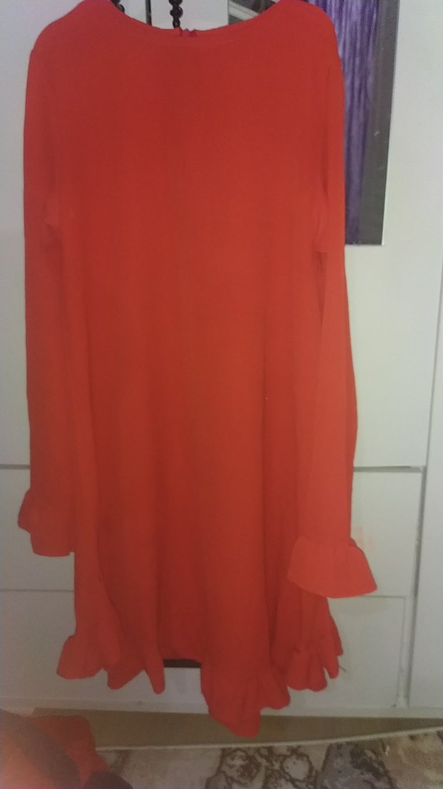 Kırmızı Uzun Kollu Salaş Kadın Tunik - Görsel 2