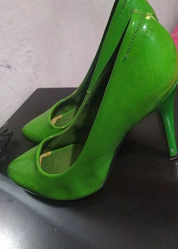 Parlak Yeşil Kadın Stiletto Topuklu Ayakkabı - Görsel 4