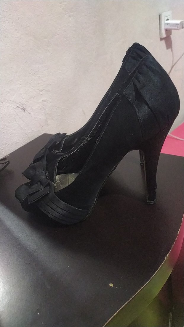 Siyah Fiyonklu Gotik Yüksek Topuklu Kadın Ayakkabı - Görsel 2