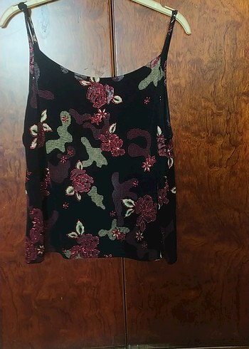 Bordo Nakışlı Mini Askılı Bluz - Görsel 3