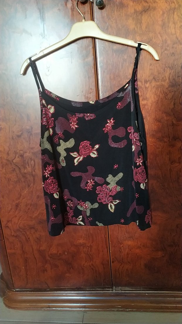 Bordo Nakışlı Mini Askılı Bluz - Görsel 2