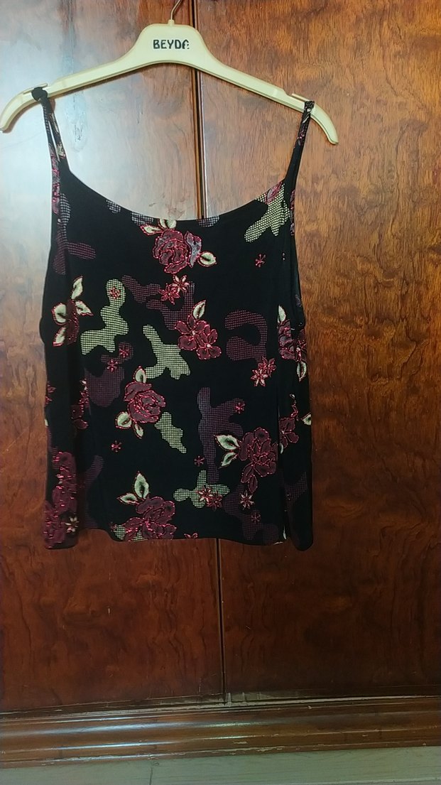 Bordo Nakışlı Mini Askılı Bluz - Görsel 3