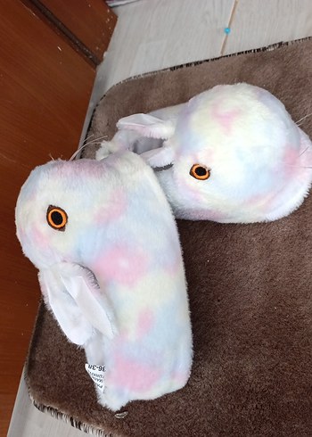 Pastel Renkli Tavşan Figürlü Kız Ev Terliği - Görsel 2