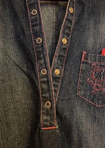 LCW Düğmeli Kısa Kollu Mavi Denim Elbise - Görsel 7