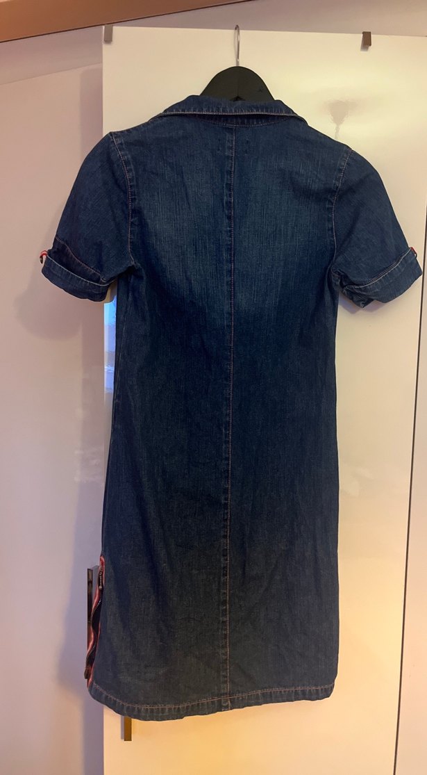 LCW Düğmeli Kısa Kollu Mavi Denim Elbise - Görsel 3