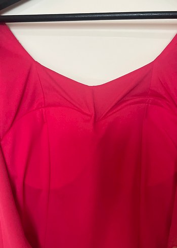 Pembe V Yakalı Midi Elbise - Görsel 3