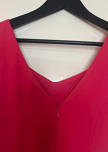 Pembe V Yakalı Midi Elbise - Görsel 4