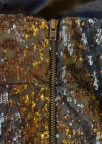 Gold Payetli Straplez Mini Abiye Elbise - Görsel 4