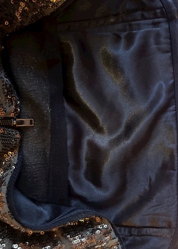 Gold Payetli Straplez Mini Abiye Elbise - Görsel 3