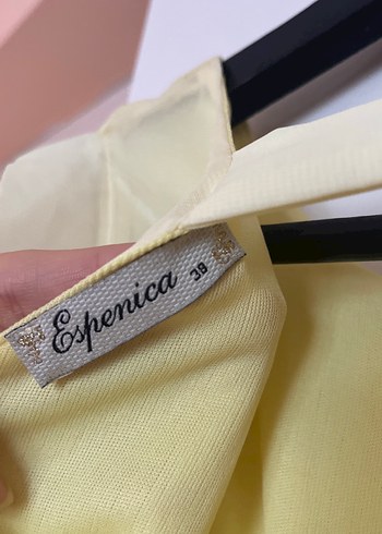 Sarı Kemerli Midi Abiye Elbise - Görsel 3