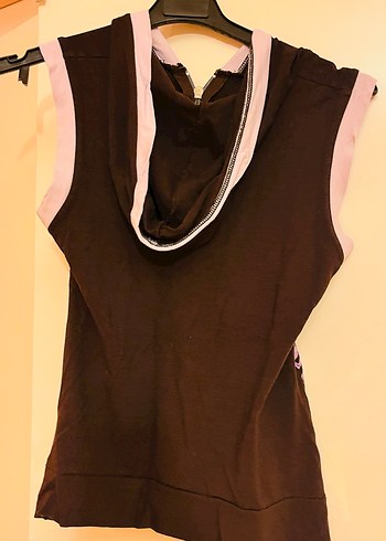 Kahverengi Lila Kapüşonlu kolsuz - Görsel 2