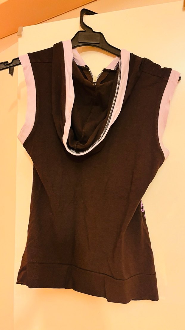 Kahverengi Lila Kapüşonlu kolsuz - Görsel 2