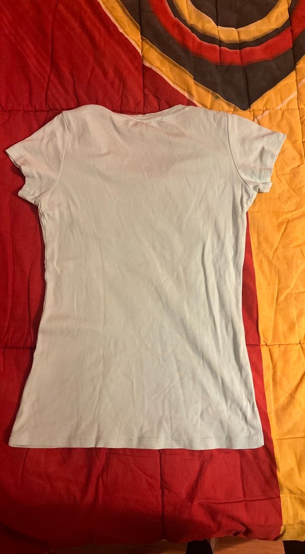 Kadın Beyaz Kısa Kollu Pamuklu Tişört - Görsel 2