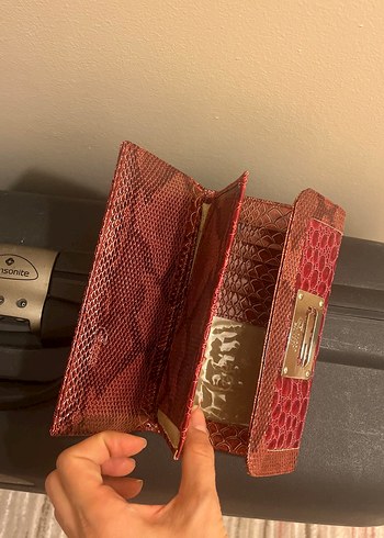 Bordo Yılan Desenli Deri Kadın Cüzdan - Görsel 4