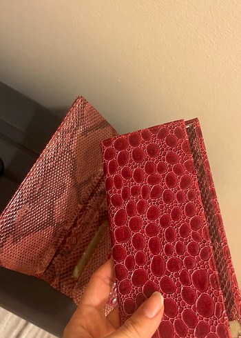 Bordo Yılan Desenli Deri Kadın Cüzdan - Görsel 6