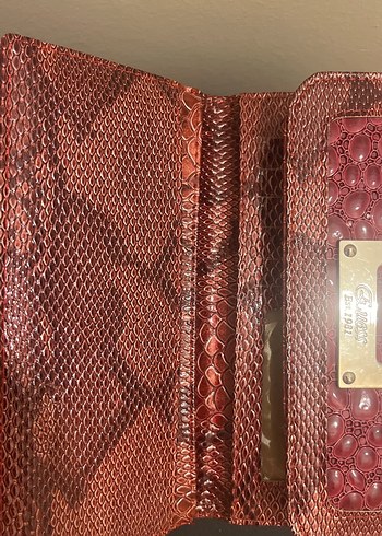 Bordo Yılan Desenli Deri Kadın Cüzdan - Görsel 5