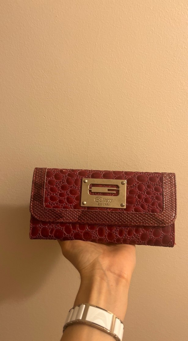 Bordo Yılan Desenli Deri Kadın Cüzdan - Görsel 2
