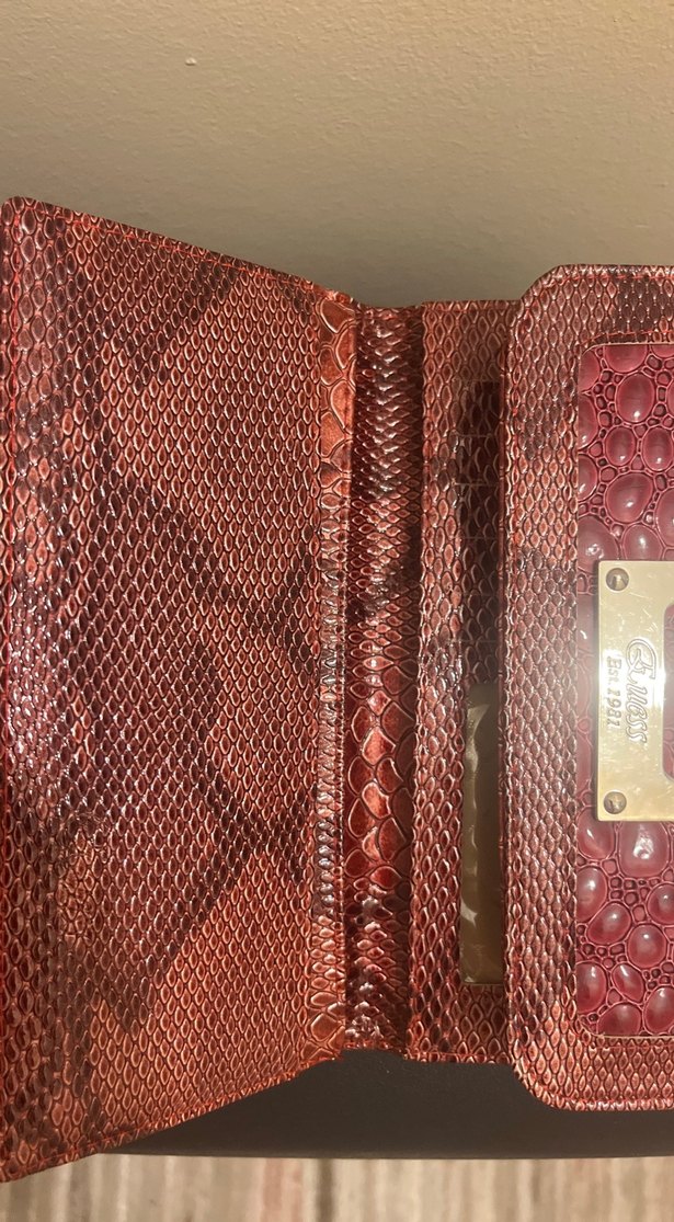 Bordo Yılan Desenli Deri Kadın Cüzdan - Görsel 5