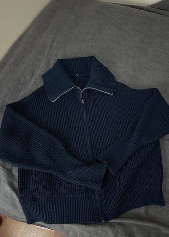 Kadın Lacivert Yarım Fermuarlı Yün Kazak - Görsel 2