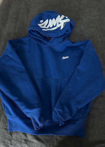 Mavi Kapüşonlu Kadın Sweatshirt - Görsel 2