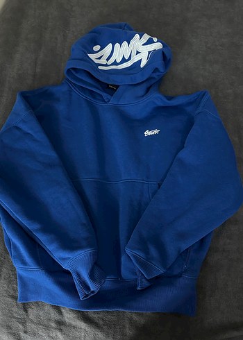 Mavi Kapüşonlu Kadın Sweatshirt - Görsel 3