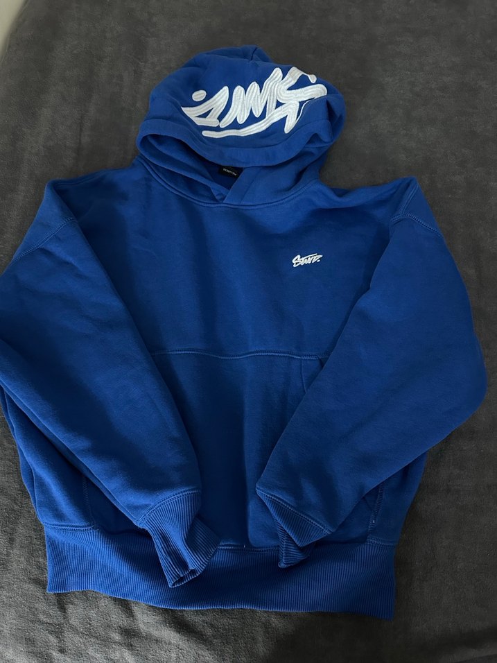 Mavi Kapüşonlu Kadın Sweatshirt - Görsel 2