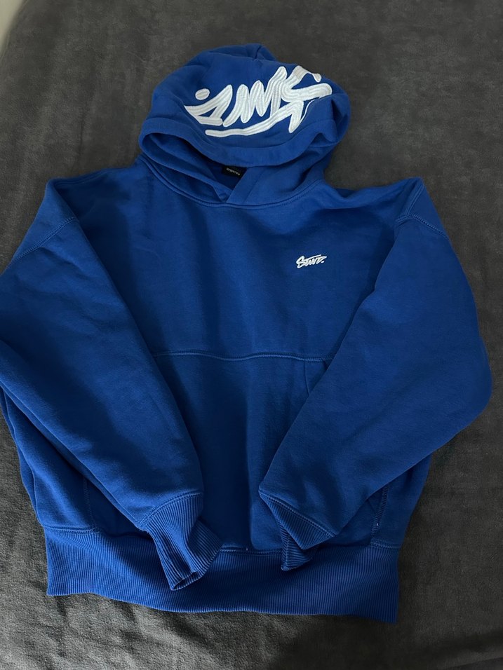 Mavi Kapüşonlu Kadın Sweatshirt - Görsel 3