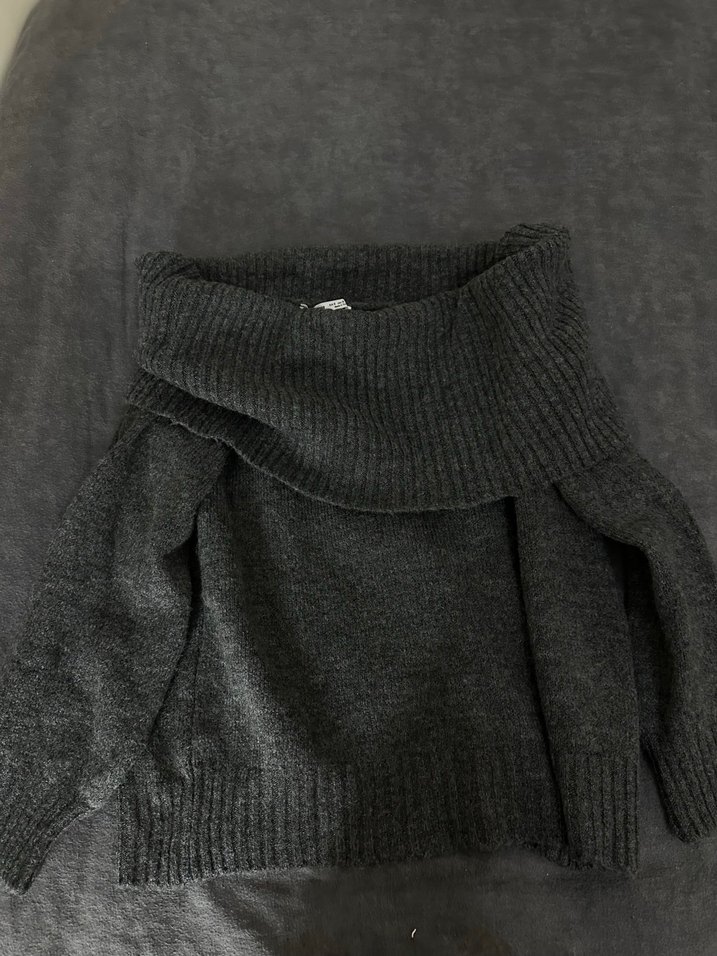 Gri Balıkçı Yaka Örgü Kadın Kazak - Görsel 3