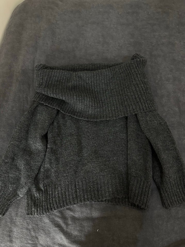 Gri Balıkçı Yaka Örgü Kadın Kazak - Görsel 2