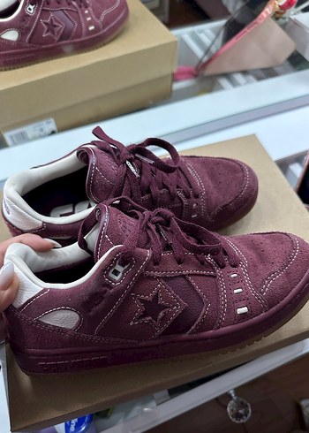 Bordo Süet Kadın Spor Ayakkabı Velcro Detaylı - Görsel 2