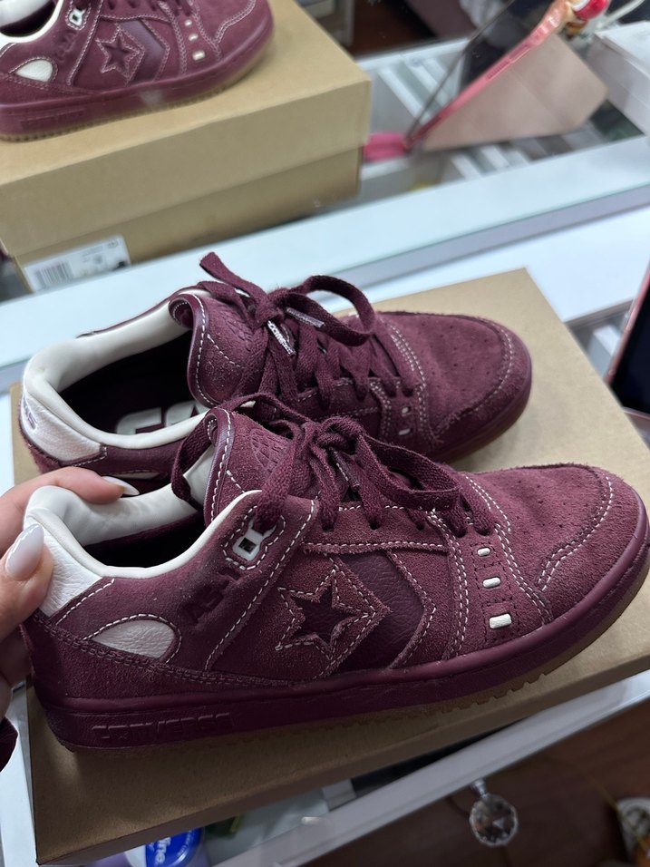 Bordo Süet Kadın Spor Ayakkabı Velcro Detaylı - Görsel 2