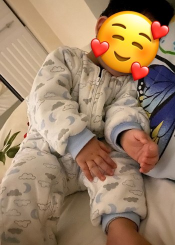 Beyaz Gri Fermuarlı Bebek Tulumu - Görsel 9