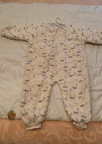 Beyaz Gri Fermuarlı Bebek Tulumu - Görsel 2