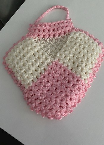 Bordo-Beyaz Örgü Banyo lifi - Görsel 2