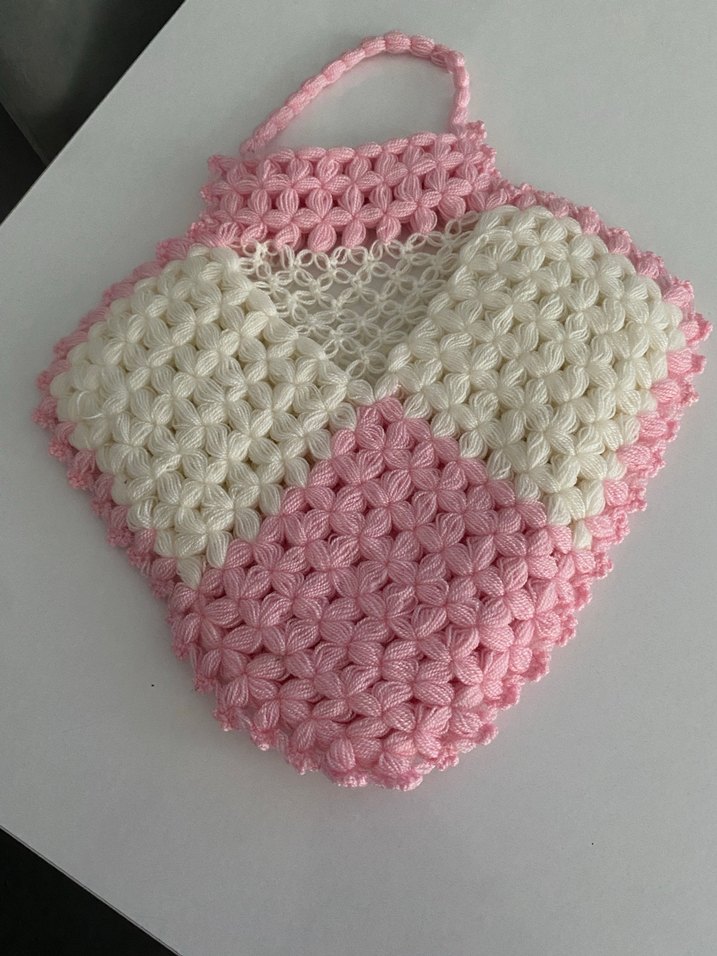 Bordo-Beyaz Örgü Banyo lifi - Görsel 2