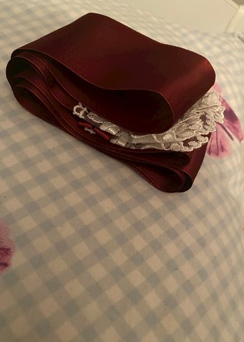 Takı kurdelası bordo beyaz + kırmızı siyah iki kurdela daha - Görsel 6