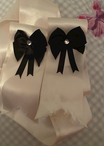 Takı kurdelası bordo beyaz + kırmızı siyah iki kurdela daha - Görsel 4