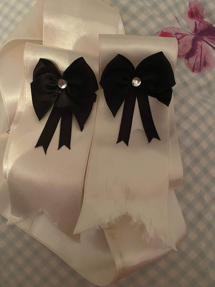 Takı kurdelası bordo beyaz + kırmızı siyah iki kurdela daha - Görsel 4